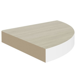 Étagère d'angle murale Chêne et blanc 35x35x3,8 cm MDF