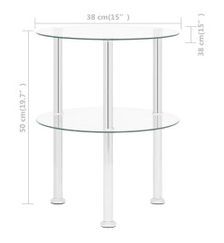 Table d'appoint 2 niveaux Transparent 38 cm Verre trempé