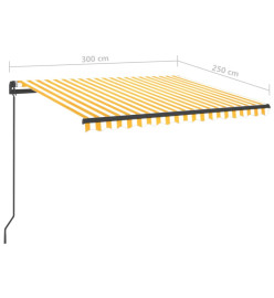 Auvent manuel rétractable avec LED 3x2,5 m Jaune et blanc