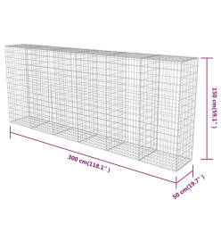 Mur en gabion avec couvercles Acier galvanisé 300 x 50 x 150 cm