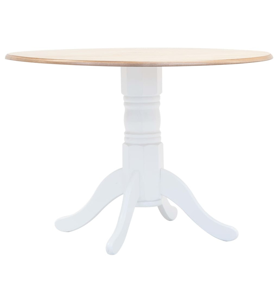 Table à dîner Blanc et marron 106 cm Bois d'hévéa massif