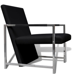 Fauteuil avec pieds chromés Noir Similicuir