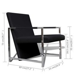 Fauteuils lot de 2 avec cadre chromé noir similicuir