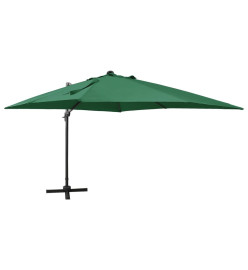 Parasol déporté avec mât et lumières LED Vert 300 cm