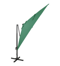 Parasol déporté avec mât et lumières LED Vert 300 cm