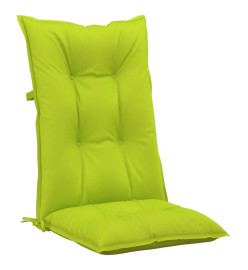 Coussins de chaise de jardin à dossier haut lot de 6 vert vif