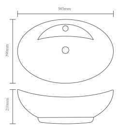 Lavabo avec trop-plein 58,5 x 39 x 21 cm Céramique Argenté