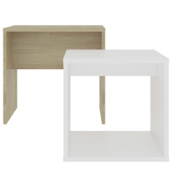 Jeu de tables basses Blanc et chêne sonoma 48x30x45cm Aggloméré