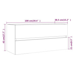 Armoire de lavabo Chêne fumé 100x38,5x45 cm Bois d'ingénierie