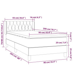 Lit à sommier tapissier avec matelas Taupe 90x200 cm Tissu