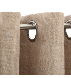 Rideaux occultants Aspect lin avec œillets 2pcs Beige 140x175cm