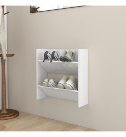 Armoire à chaussure murale 2 pcs Blanc brillant 60x18x60 cm