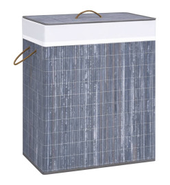 Panier à linge avec 2 sections bambou gris 100 L