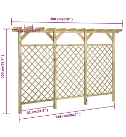 Clôture à treillis de jardin avec pergola 300x50x200 cm Pin