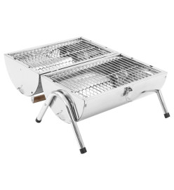 Barbecue au charbon portable Acier inoxydable Grilles doubles