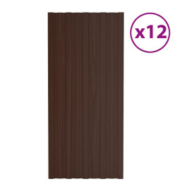 Panneaux de toiture 12 pcs Acier galvanisé Marron 100x45 cm