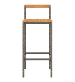 Tabourets de bar 4 pcs gris résine tressée et bois d'acacia