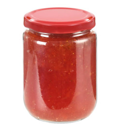 48 pcs Pots à confiture avec couvercle rouge Verre 230 ml