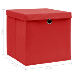 Boîtes de rangement et couvercles 10 pcs Rouge 32x32x32cm Tissu