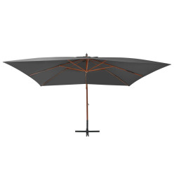 Parasol en porte-à-faux avec mât en bois 400x300 cm Anthracite