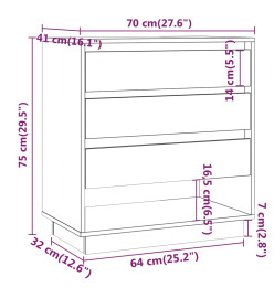 Buffet Chêne marron 70x41x75 cm Bois d'ingénierie