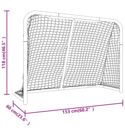 But de hockey avec filet rouge et blanc 153x60x118 cm