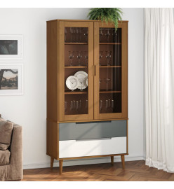 Armoire à vitrine MOLDE Marron 90x35x175 cm Bois de pin massif