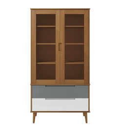 Armoire à vitrine MOLDE Marron 90x35x175 cm Bois de pin massif