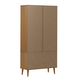 Armoire à vitrine MOLDE Marron 90x35x175 cm Bois de pin massif