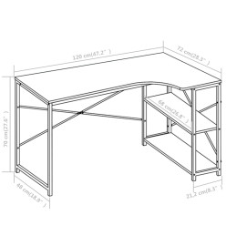 Bureau d'ordinateur Blanc 120 x 72 x 70 cm