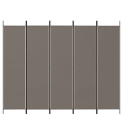 Cloison de séparation 5 panneaux Anthracite 250x200 cm Tissu