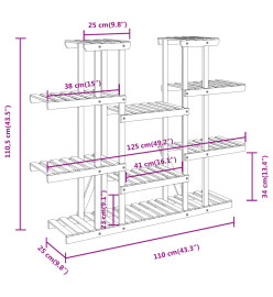 Support à fleurs 110x25x110,5 cm bois massif de sapin