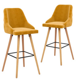 Tabourets de bar lot de 2 jaune velours