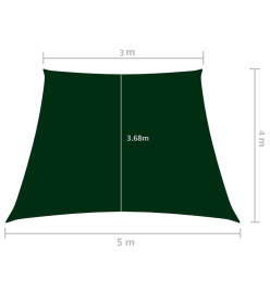 Voile de parasol Tissu Oxford trapèze 3/5x4 m Vert foncé