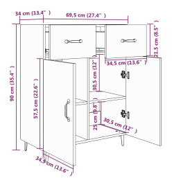 Buffet blanc 69,5x34x90 cm bois d'ingénierie