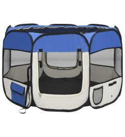 Parc pour chiens pliable avec sac de transport Bleu 90x90x58 cm