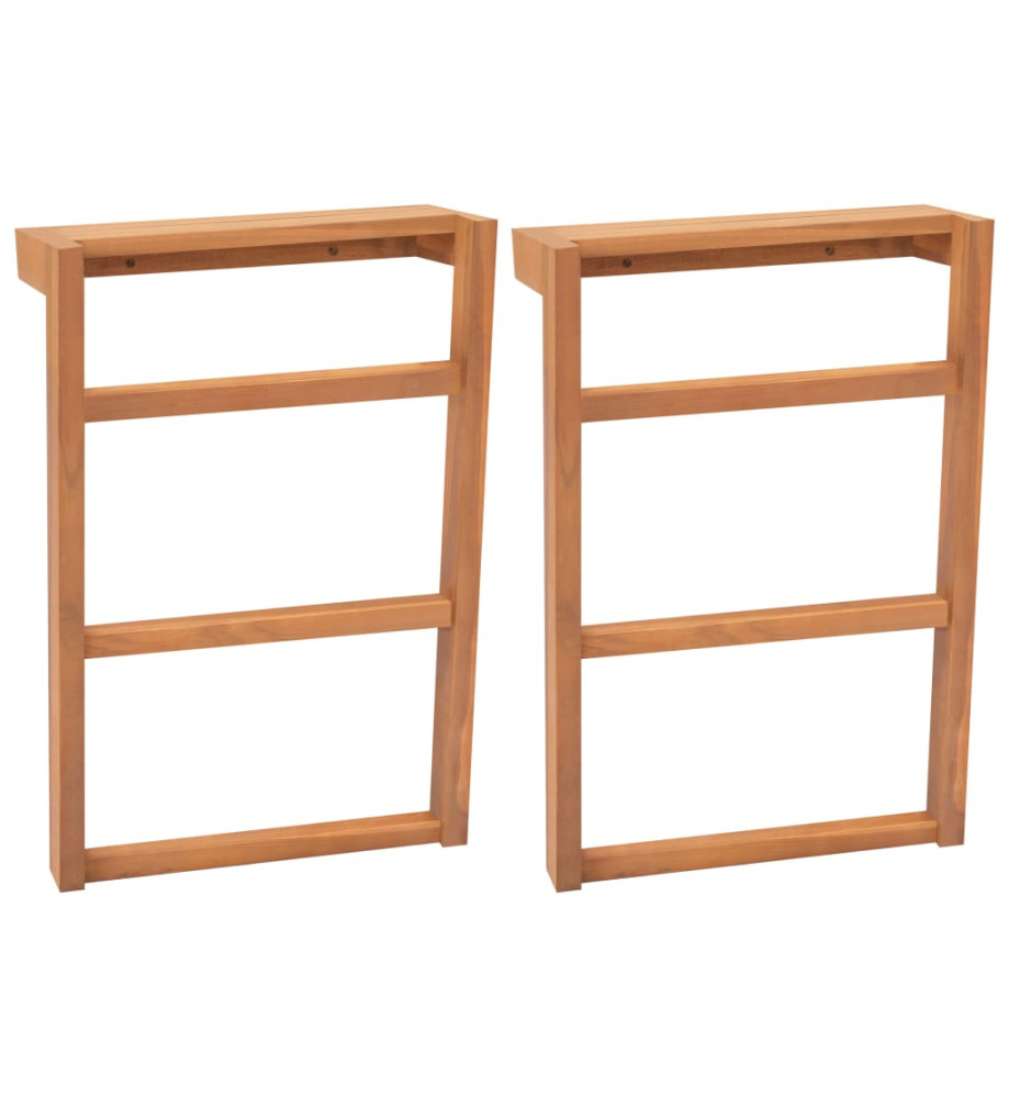 Porte-serviettes 2 pcs Bois de teck massif