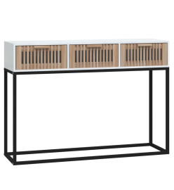 Table console blanc 105x30x75 cm bois d'ingénierie et fer