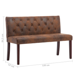 Banc 120 cm Marron Similicuir daim