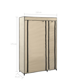 Garde-robe pliable Crème 110x45x175 cm Tissu