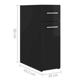 Armoire d'apothicaire Noir brillant 20x45,5x60 cm Aggloméré