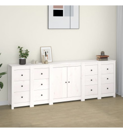 Buffet Blanc 230x35x80 cm Bois massif de pin