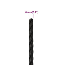 Corde de travail Noir 6 mm 50 m polypropylène