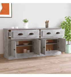 Buffets 2 pcs gris béton bois d'ingénierie