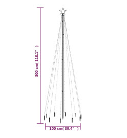 Sapin de Noël avec piquet Blanc chaud 310 LED 300 cm