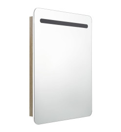 Armoire de salle de bain à miroir LED blanc et chêne 60x11x80cm