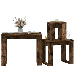 Tables gigognes 3 pcs Chêne fumé Bois d'ingénierie