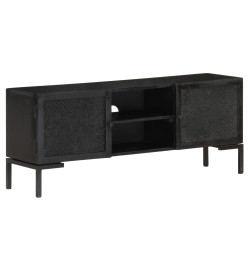 Meuble TV Noir 115x30x46 cm Bois massif de manguier