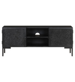 Meuble TV Noir 115x30x46 cm Bois massif de manguier