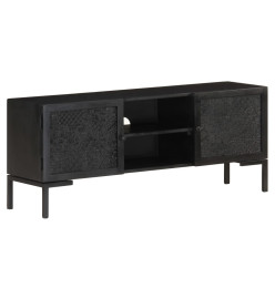 Meuble TV Noir 115x30x46 cm Bois massif de manguier